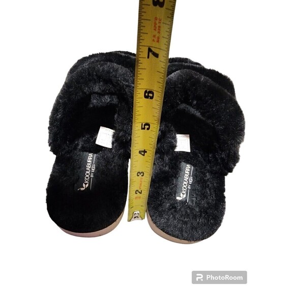 Koolaburra by UGG Fuzz-On Platform Slide Sandals Slippers Faux Fur Size 9 Black. - Picture 8 of 9